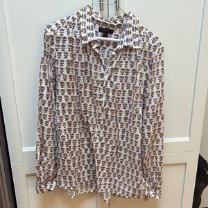 Women’s Jcrew Tunic Blouse Size 12 White, Lavender and Orange